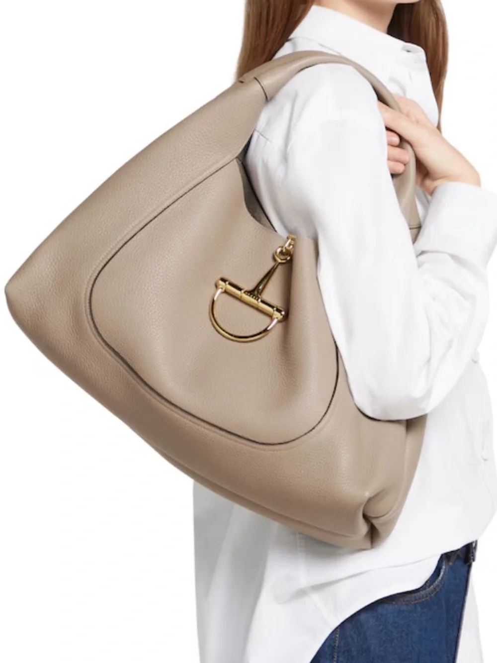Authentic Like New Gucci Softbit Maxi Hobo in Taupe Leather with Gold Hardware - Picture 3 of 9